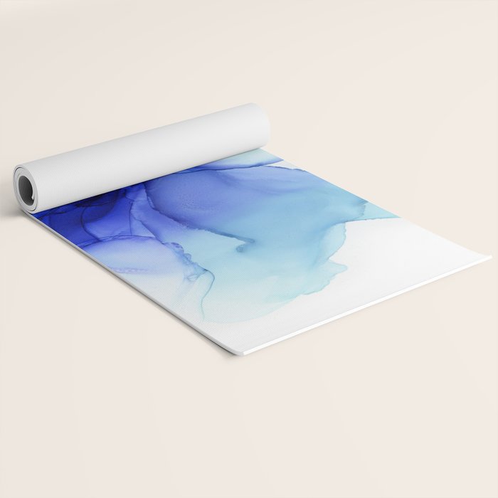 Blue Floral Abstract Ink Yoga Mat Gallery Image 2