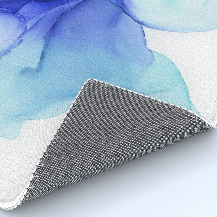 Blue Floral Abstract Ink Rug Gallery Image 4