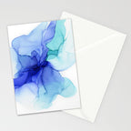 Blue Floral Abstract Ink Stationery Card Gallery Image 2