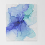 Blue Floral Abstract Ink Throw Blanket Gallery Image 2