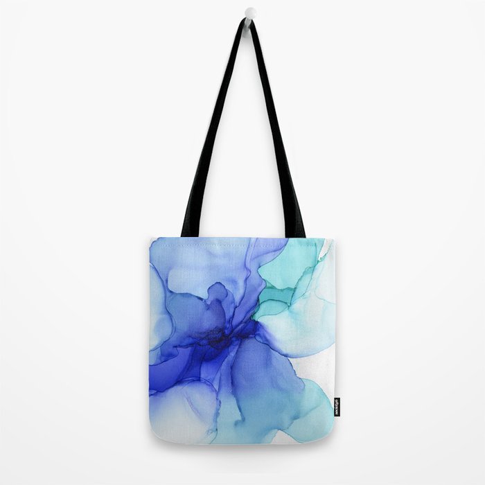 Blue Floral Abstract Ink Tote Bag Gallery Image 2