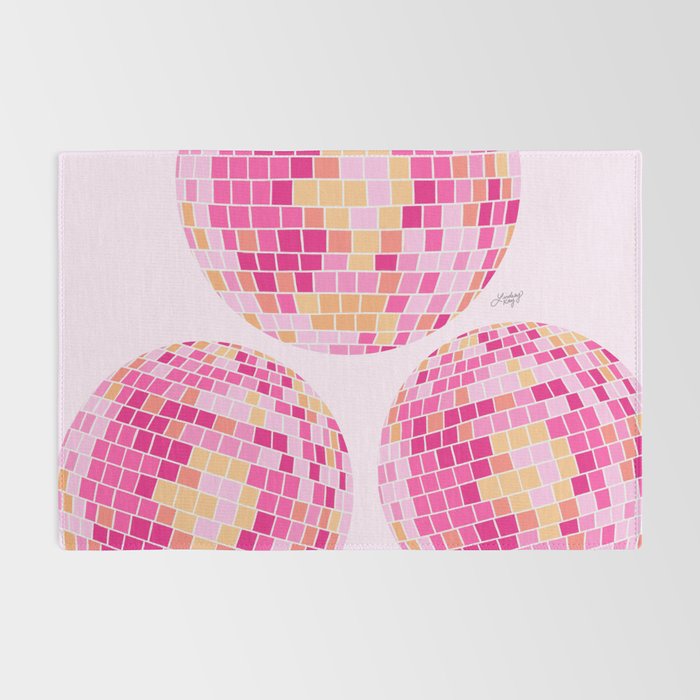 Disco Balls Illustration (Pink/Yellow Palette) Rug Gallery Image 2