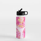 Disco Balls Illustration (Pink/Yellow Palette) Water Bottle Gallery Image 1
