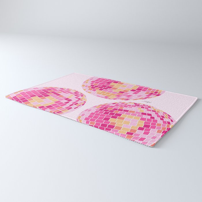 Disco Balls Illustration (Pink/Yellow Palette) Rug Gallery Image 3