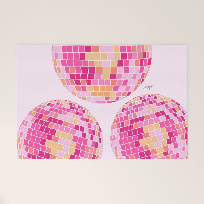 Disco Balls Illustration (Pink/Yellow Palette) Welcome Mat Gallery Image 1