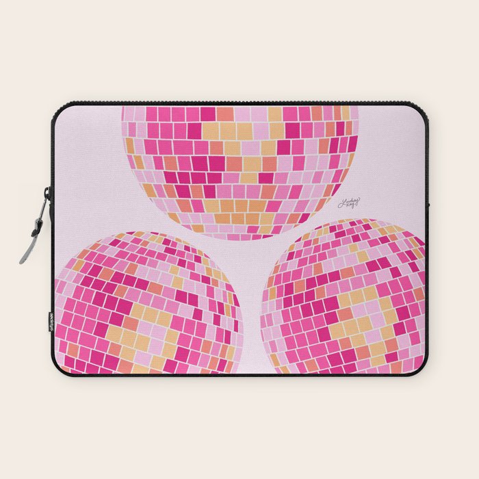 Disco Balls Illustration (Pink/Yellow Palette) Laptop Sleeve Gallery Image 1