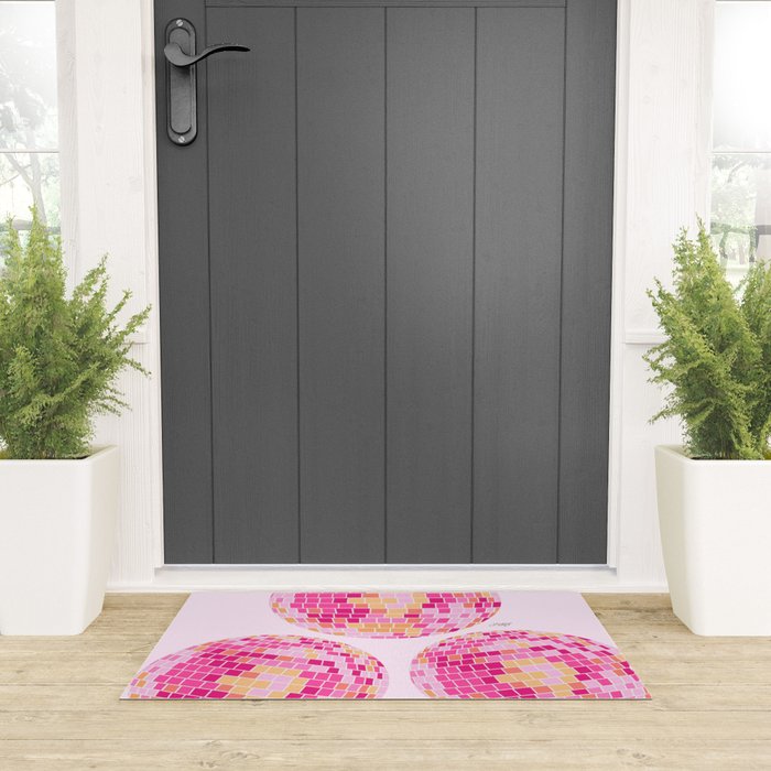Disco Balls Illustration (Pink/Yellow Palette) Welcome Mat Gallery Image 3