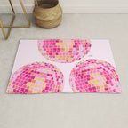 Disco Balls Illustration (Pink/Yellow Palette) Rug Gallery Image 1