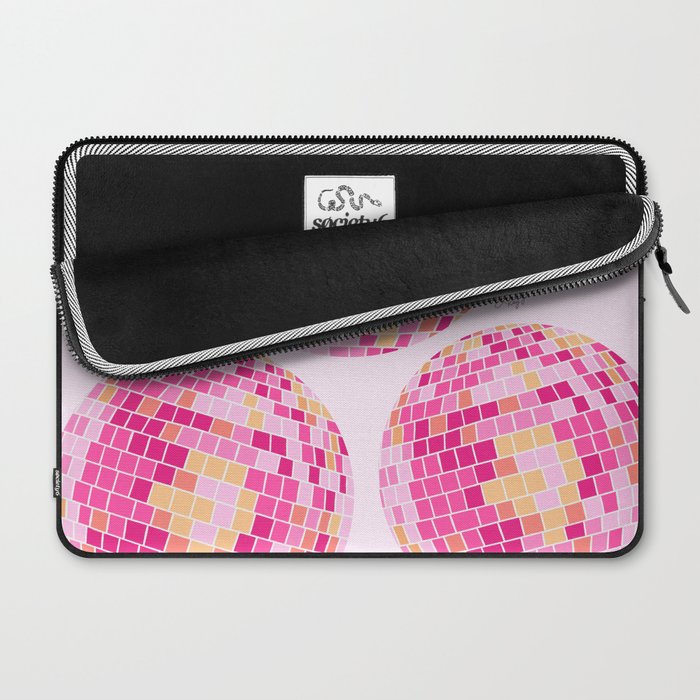 Disco Balls Illustration (Pink/Yellow Palette) Laptop Sleeve Gallery Image 2