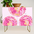 Disco Balls Illustration (Pink/Yellow Palette) Credenza Gallery Image 1