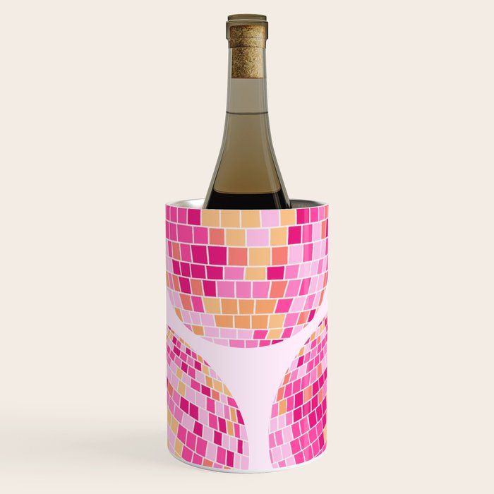 Disco Balls Illustration (Pink/Yellow Palette) Wine Chiller Gallery Image 1