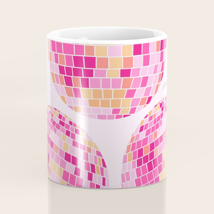 Disco Balls Illustration (Pink/Yellow Palette) Coffee Mug Gallery Image 4