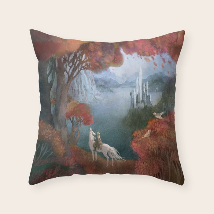 Traveller and the Fairy Castle Throw Pillow Gallery Image 1