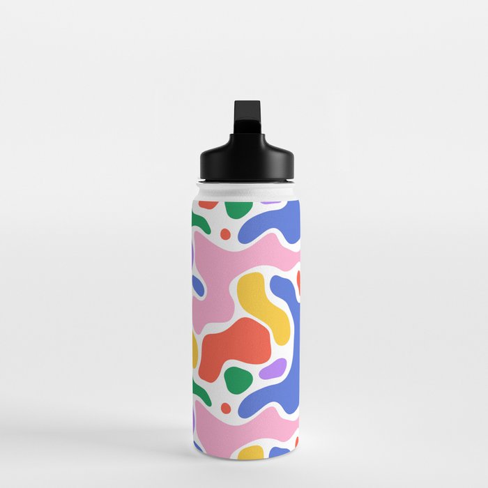 Colorful rainbow organic shape art pattern Water Bottle Gallery Image 3