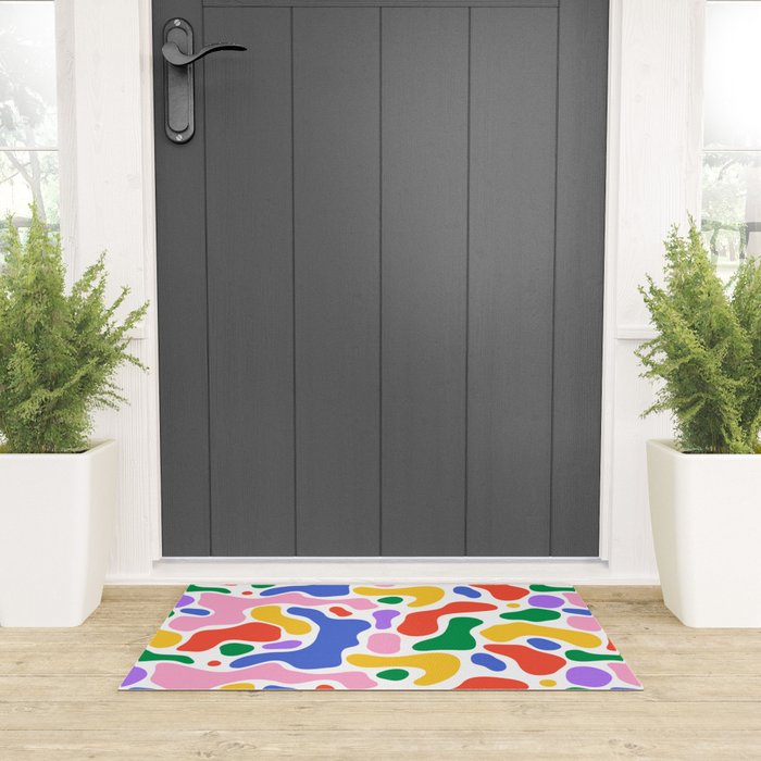 Colorful rainbow organic shape art pattern Welcome Mat Gallery Image 3