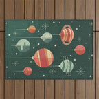 Joy to the Universe (on Green) Outdoor Rug Gallery Image 1