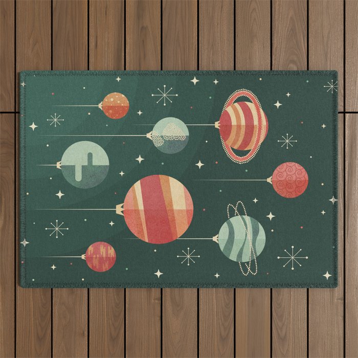 Joy to the Universe (on Green) Outdoor Rug Gallery Image 1