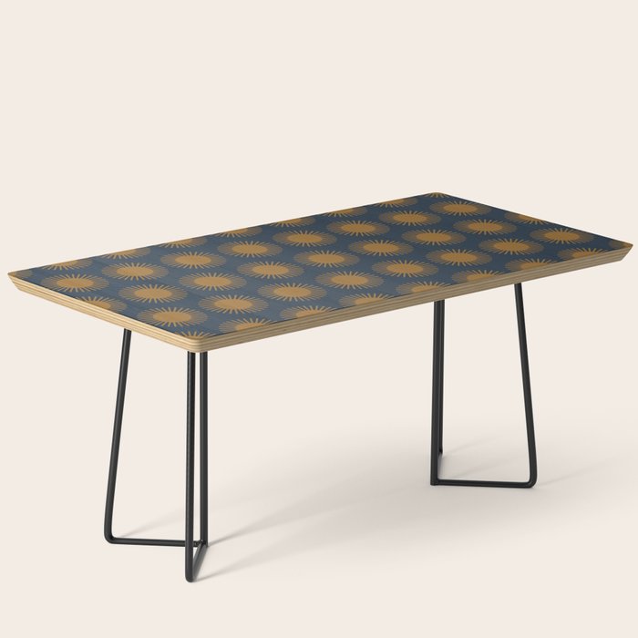 Boho Summer Sun Pattern VII Navy Blue Burnt Orange Coffee Table Gallery Image 1