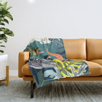 Three Crocodiles_Wildlife Jungle Animals Forest_Whimsical Scary Quirky Crocs_Eclectic Tropical Throw Blanket Gallery Image 1