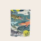 Three Crocodiles_Wildlife Jungle Animals Forest_Whimsical Scary Quirky Crocs_Eclectic Tropical Wall Hanging Gallery Image 1