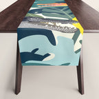Three Crocodiles_Wildlife Jungle Animals Forest_Whimsical Scary Quirky Crocs_Eclectic Tropical Table Runner Gallery Image 1