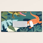Three Crocodiles_Wildlife Jungle Animals Forest_Whimsical Scary Quirky Crocs_Eclectic Tropical Desk Mat Gallery Image 1
