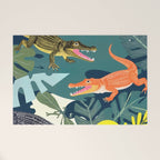 Three Crocodiles_Wildlife Jungle Animals Forest_Whimsical Scary Quirky Crocs_Eclectic Tropical Welcome Mat Gallery Image 1