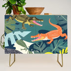 Three Crocodiles_Wildlife Jungle Animals Forest_Whimsical Scary Quirky Crocs_Eclectic Tropical Credenza Gallery Image 1