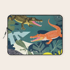 Three Crocodiles_Wildlife Jungle Animals Forest_Whimsical Scary Quirky Crocs_Eclectic Tropical Laptop Sleeve Gallery Image 1
