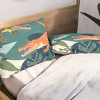 Three Crocodiles_Wildlife Jungle Animals Forest_Whimsical Scary Quirky Crocs_Eclectic Tropical Pillow Sham Gallery Image 2