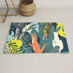 Three Crocodiles_Wildlife Jungle Animals Forest_Whimsical Scary Quirky Crocs_Eclectic Tropical Rug Gallery Image 1
