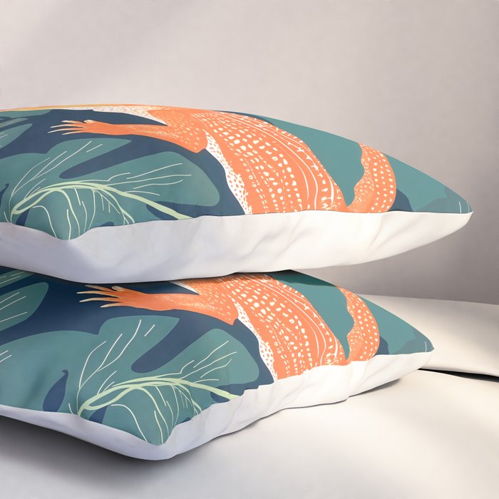 Three Crocodiles_Wildlife Jungle Animals Forest_Whimsical Scary Quirky Crocs_Eclectic Tropical Pillow Sham Gallery Image 3
