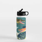 Three Crocodiles_Wildlife Jungle Animals Forest_Whimsical Scary Quirky Crocs_Eclectic Tropical Water Bottle Gallery Image 1