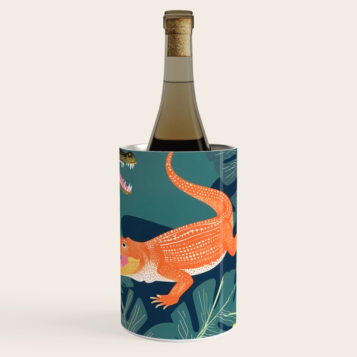 Three Crocodiles_Wildlife Jungle Animals Forest_Whimsical Scary Quirky Crocs_Eclectic Tropical Wine Chiller Gallery Image 3