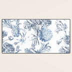 Floral Toile, Blue with White Background Desk Mat Gallery Image 3