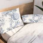 Floral Toile, Blue with White Background Pillow Sham Gallery Image 2