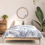 Floral Toile, Blue with White Background Comforter Gallery Image 3