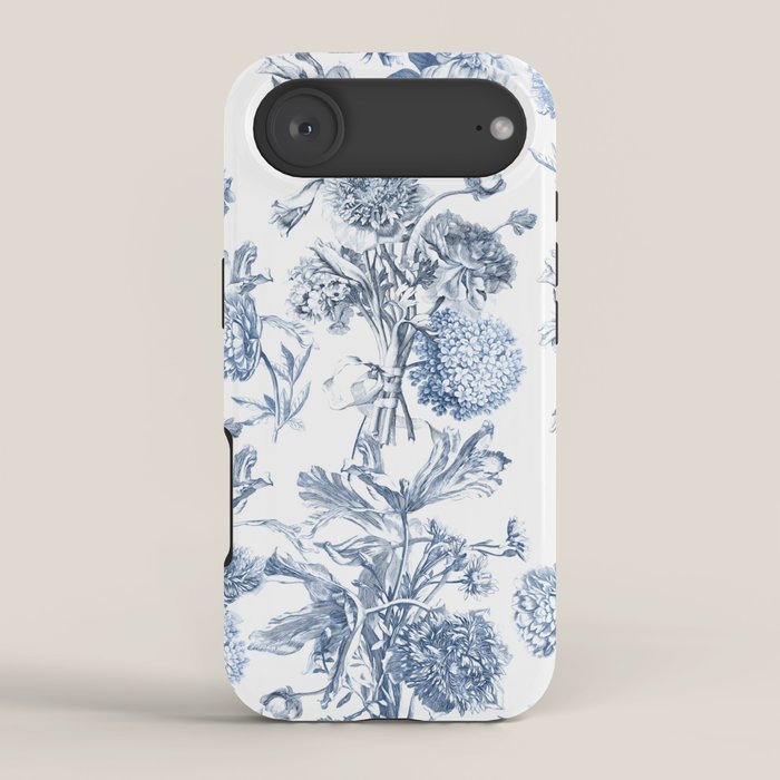 Floral Toile, Blue with White Background iPhone Case Gallery Image 2