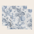Floral Toile, Blue with White Background Placemat Gallery Image 1