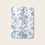 Floral Toile, Blue with White Background Bath Mat Gallery Image 1
