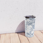 Floral Toile, Blue with White Background Travel Mug Gallery Image 4