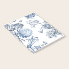 Floral Toile, Blue with White Background Notebook Gallery Image 2