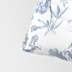 Floral Toile, Blue with White Background Pillow Sham Gallery Image 4