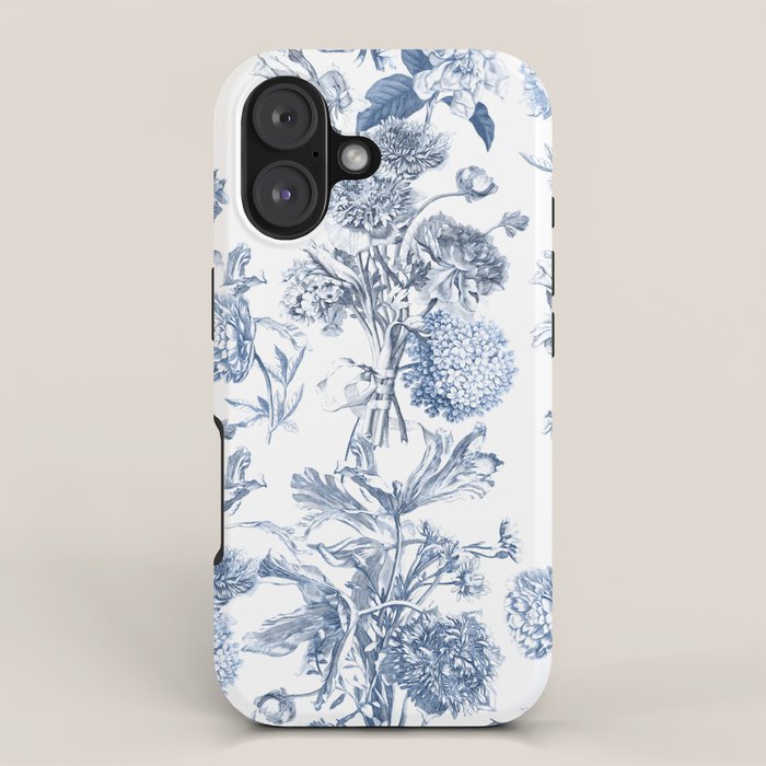 Floral Toile, Blue with White Background iPhone Case Gallery Image 1