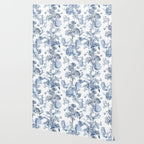 Floral Toile, Blue with White Background Wallpaper Gallery Image 2