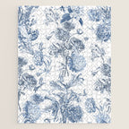 Floral Toile, Blue with White Background Jigsaw Puzzle Gallery Image 1