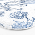 Floral Toile, Blue with White Background Bath Mat Gallery Image 3