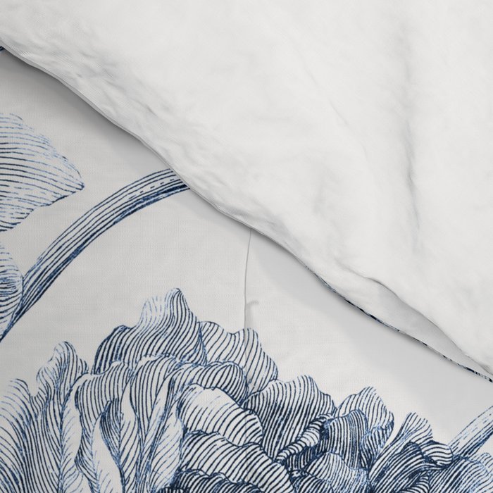 Floral Toile, Blue with White Background Comforter Gallery Image 4