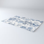 Floral Toile, Blue with White Background Rug Gallery Image 3