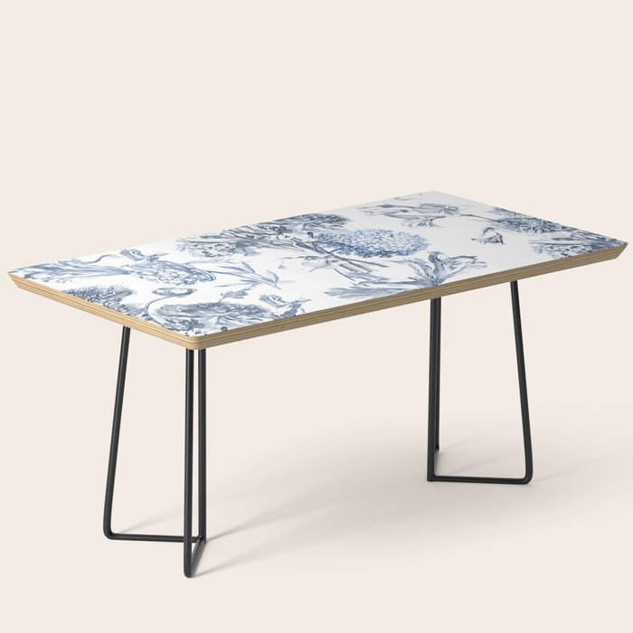 Floral Toile, Blue with White Background Coffee Table Gallery Image 1